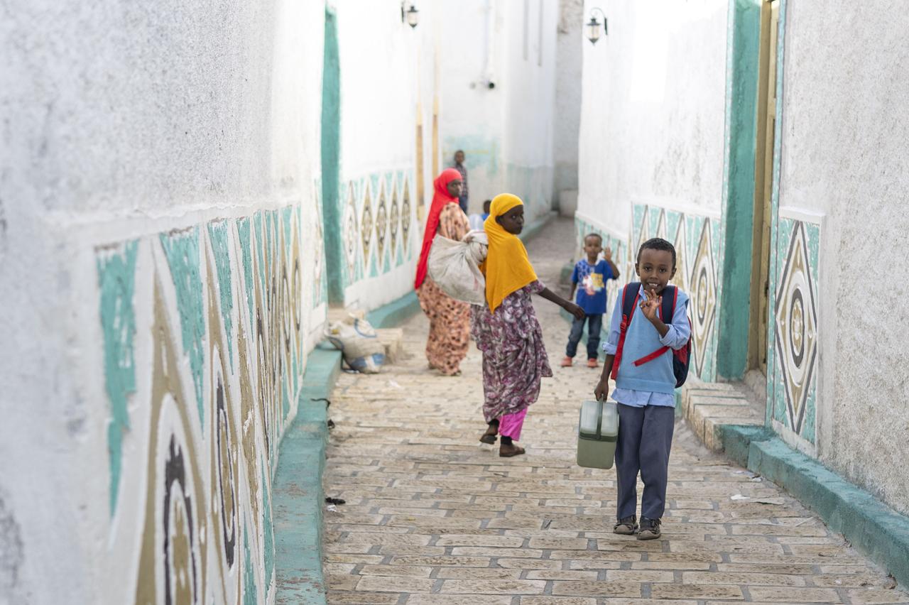 Children walk through a narrow alley in the historic walled city of Harar, Ethiopia, May 29, 2026. (AA Photo)