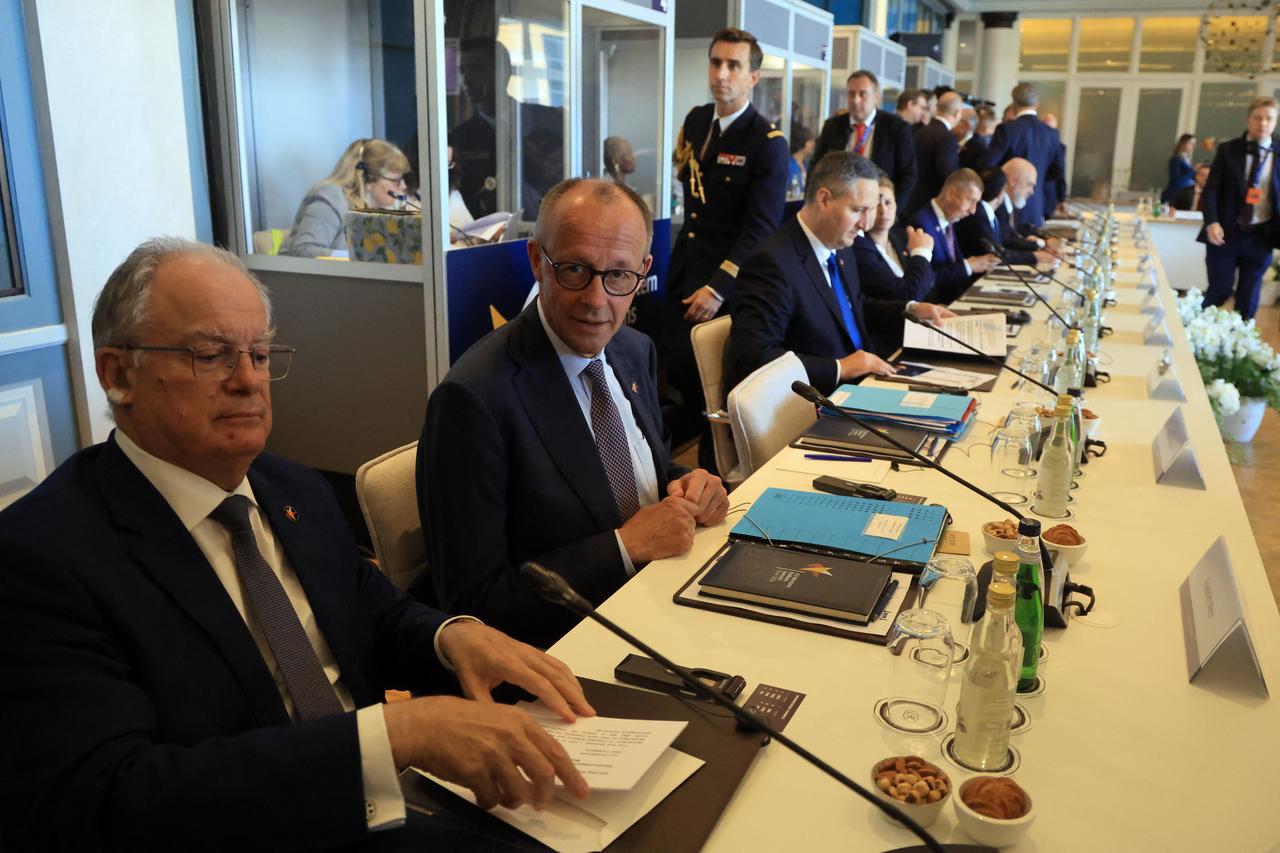 Germany's Chancellor Friedrich Merz gets ready to attend the EU-Western Balkans Summit at Porto Montenegro in Tivat on June 5, 2026. (AFP Photo)