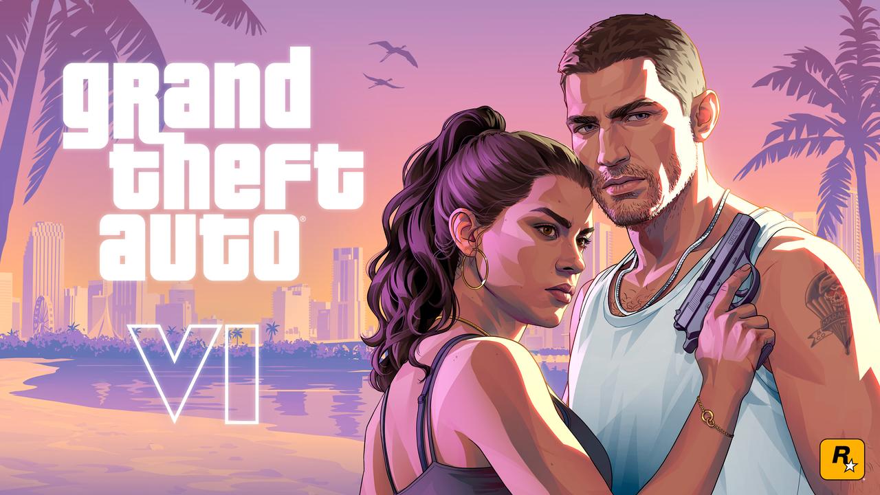 Grand Theft Auto VI characters Jason and Lucia are shown in a promotional image. (Photo via Rockstar Games)