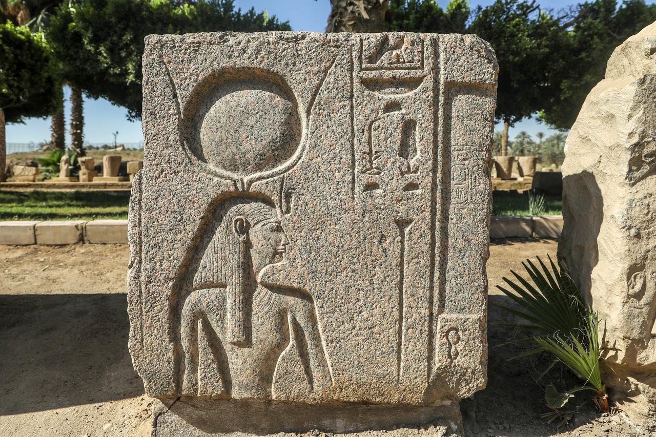 A view of the artifacts on display at the Mit Rahina open-air museum that hosts some of the most prominent evidence of the Pharaonic era, including the statue of Ramses II, as well as ancient temples and dozens of rare artifacts in Cairo, Egypt, June 17, 2026. (AA Photo)