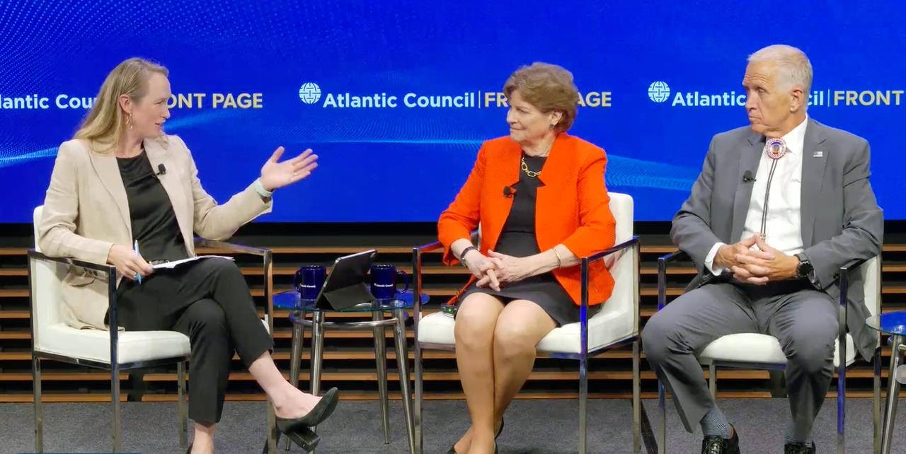 US Senators Jeanne Shaheen and Thom Tillis discuss the strategic priorities of the upcoming NATO Summit in Ankara during a panel at the Atlantic Council headquarters in Washington, DC.