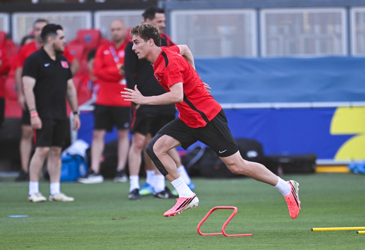 Kenan Yildiz of the Turkish national football team attends the training session in San Jose, California, US, June 17, 2026. (AA Photo)