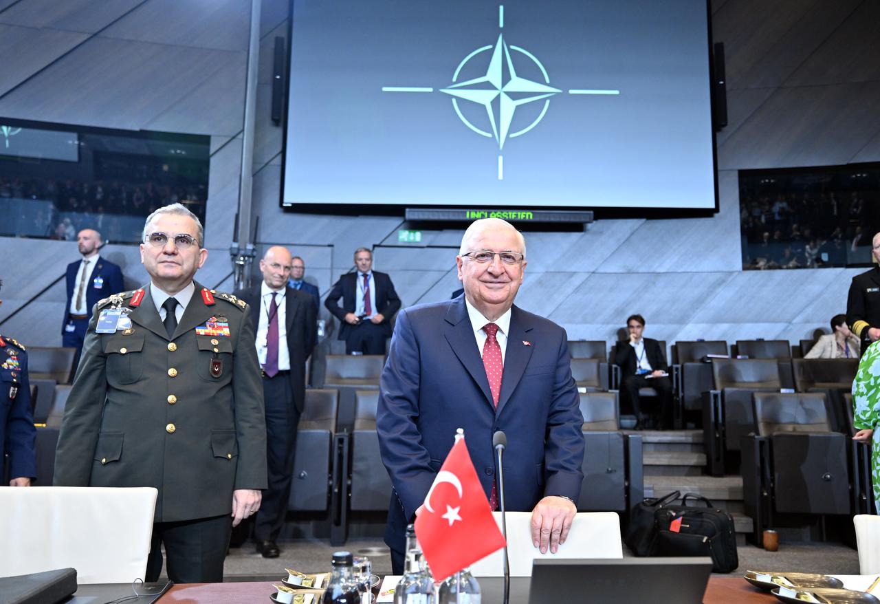 Turkish National Defense Minister Yasar Guler (R) attends the NATO Defense Ministers Meeting at NATO Headquarters in Brussels, Belgium, June 18, 2026. (AA Photo)