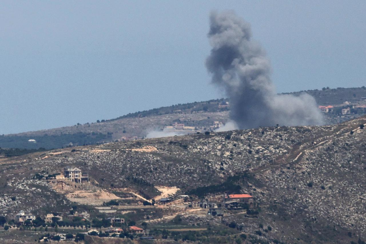 A photograph taken from the southern Lebanese region of Marjayoun shows smoke rising following an Israeli strike near Aarab Salim on June 19, 2026. (AFP Photo)