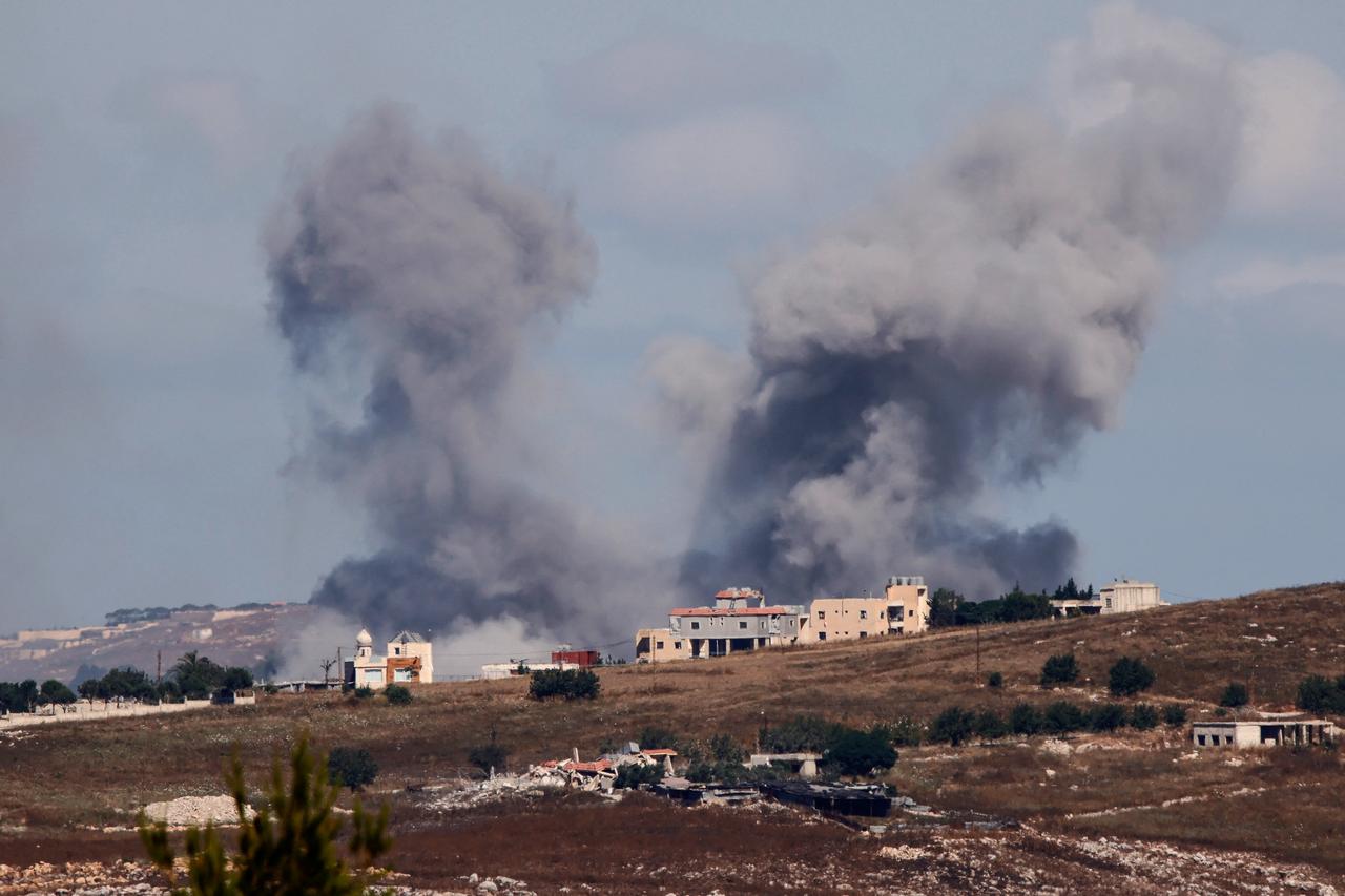 A photograph taken from the southern Lebanese region of Marjayoun shows smoke rising following an Israeli airstrike on the village of Choukine, June 19, 2026. (AFP Photo)