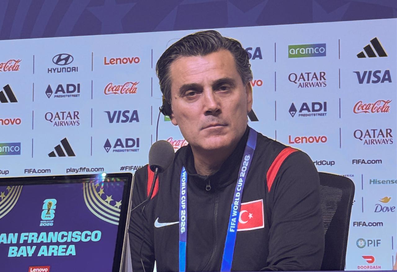 Turkiye head coach Vincenzo Montella speaks during a press conference at San Francisco Bay Area Stadium in San Francisco, California, June 19, 2026. (AA Photo)