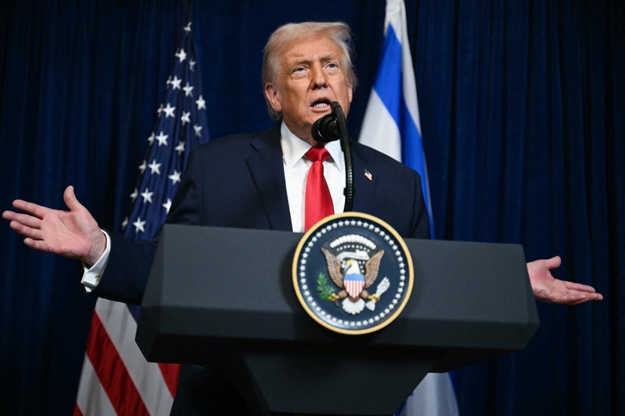 US President Donald Trump speaks during a joint press conference with Israeli PM Benjamin Netanyahu (off frame) at Trump’s Mar-a-Lago residence in Palm Beach, Florida, December 29, 2025. (AFP Photo)