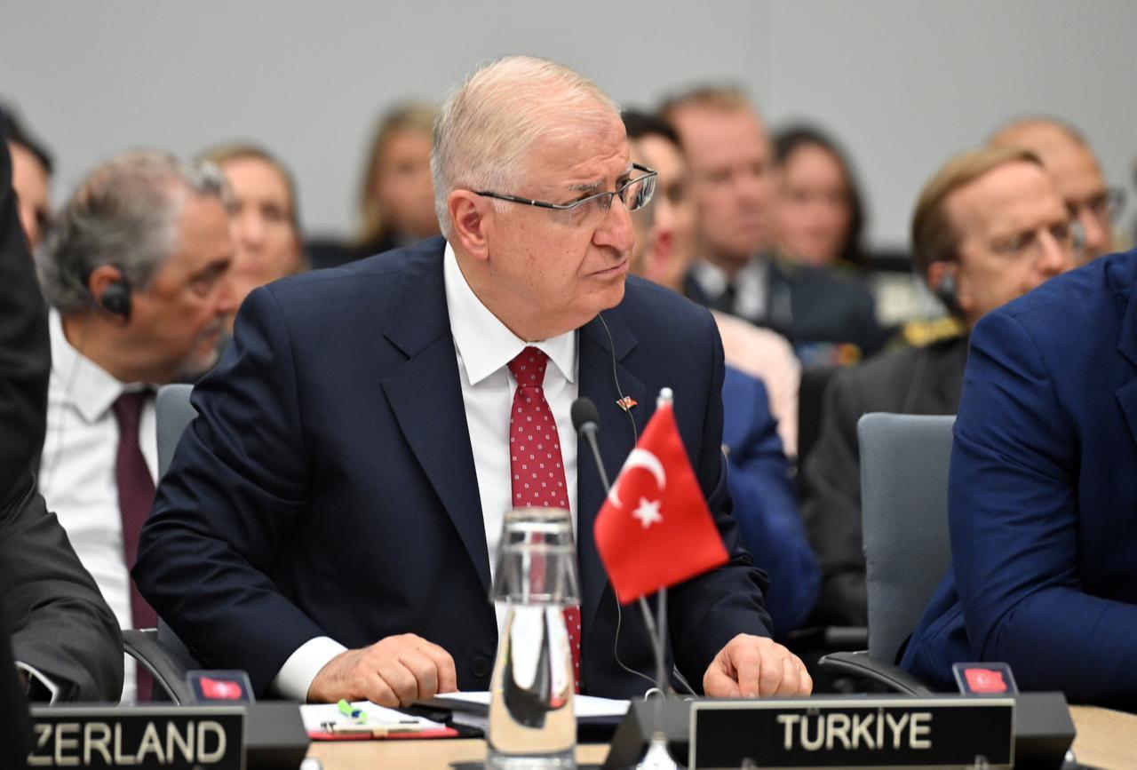 Turkish National Defense Minister Yasar Guler attends the Ukraine Defense Contact Group Meeting at the NATO Headquarters in Brussels, Belgium, June 18, 2026. (AA Photo)