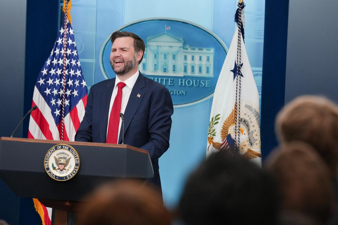 US Vice President JD Vance speaks during a press briefing in the Brady Briefing Room of the White House in Washington, DC, June 18, 2026. (AFP Photo)