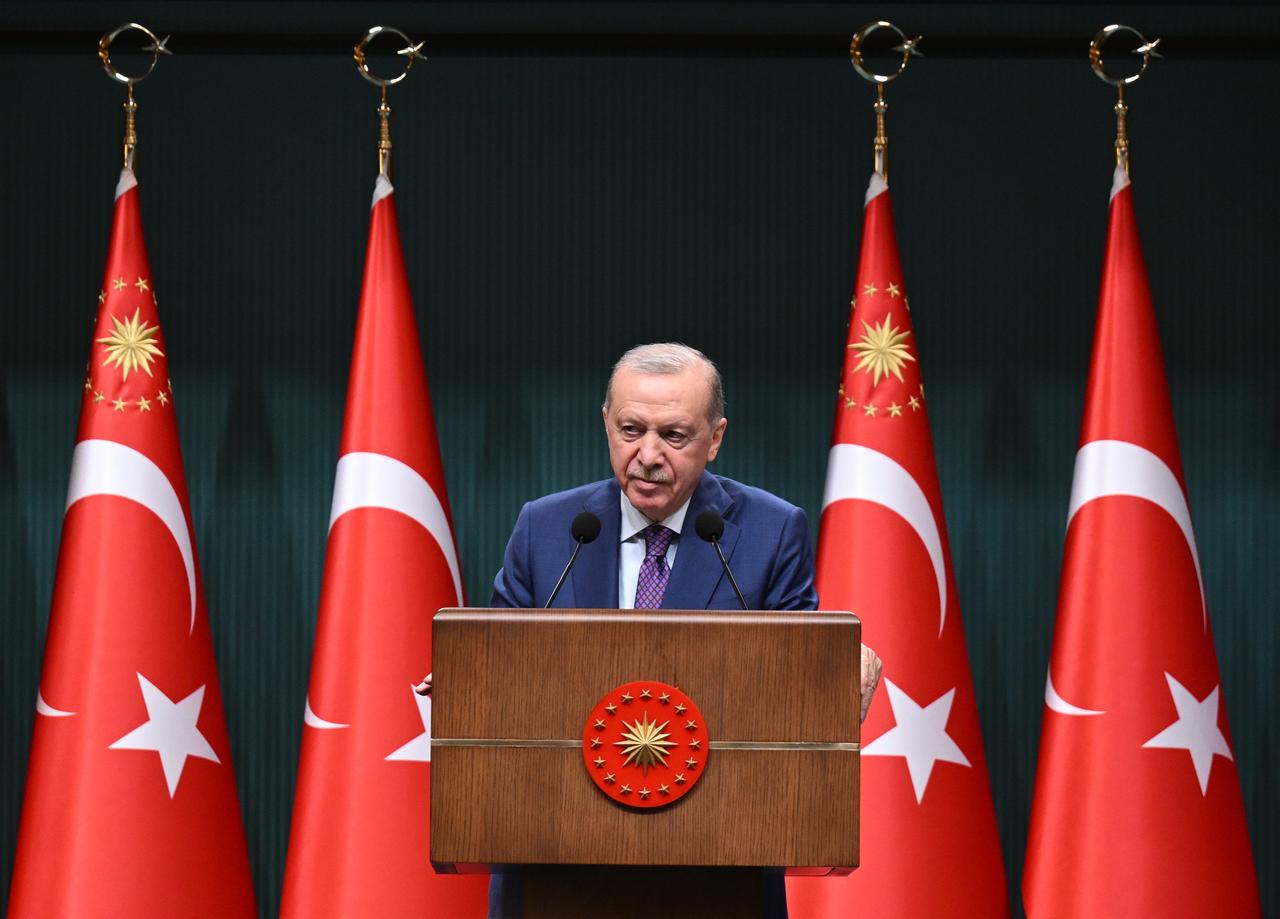 Turkish President Recep Tayyip Erdogan makes statements following a Presidential Cabinet meeting at the Presidential Complex in Ankara, June 1, 2026. (AA Photo)