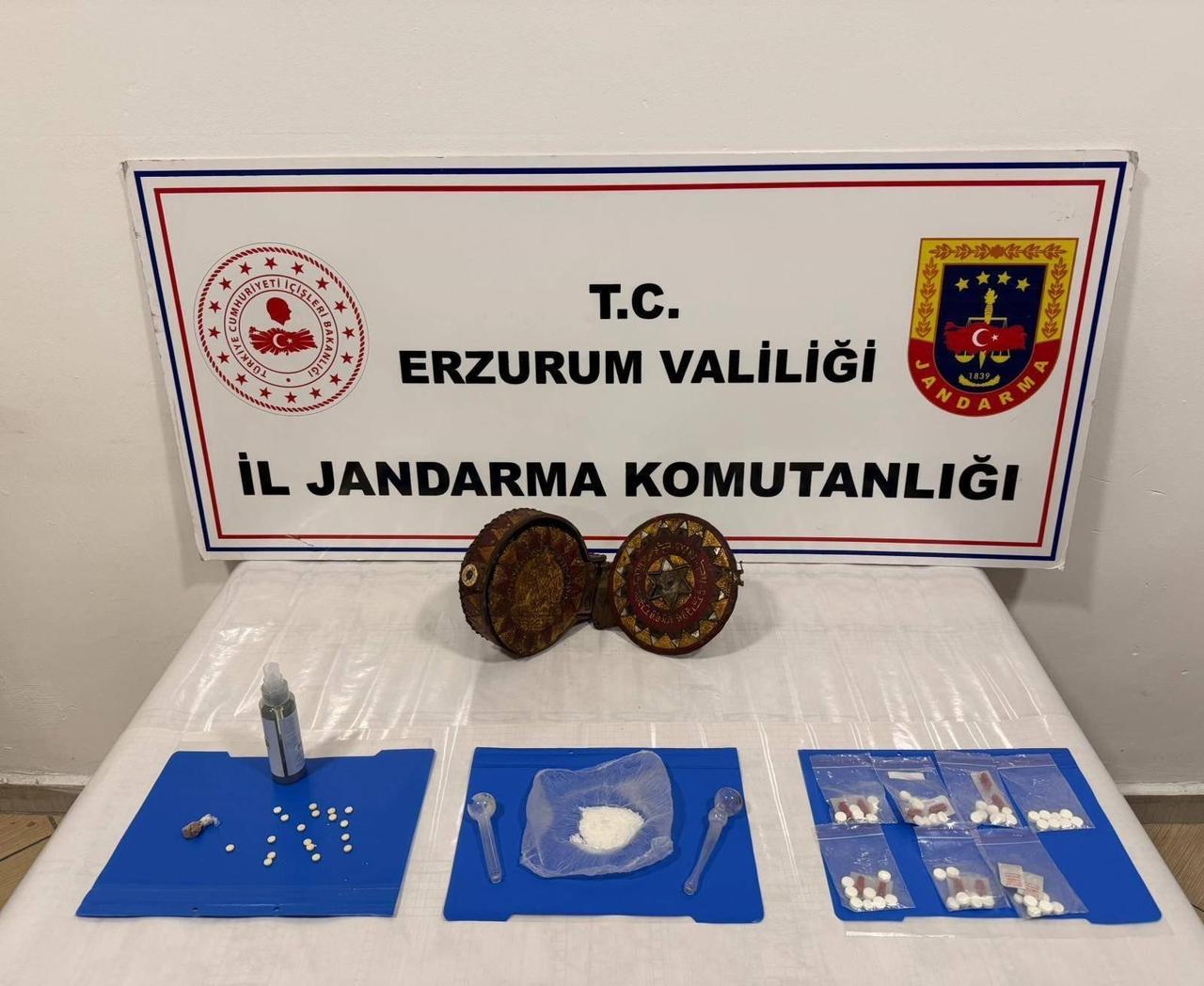 A Torah written on gazelle skin with gold ornamentation, seized during a gendarmerie operation in Cat, Erzurum, Türkiye, April 1, 2026. (IHA Photo)