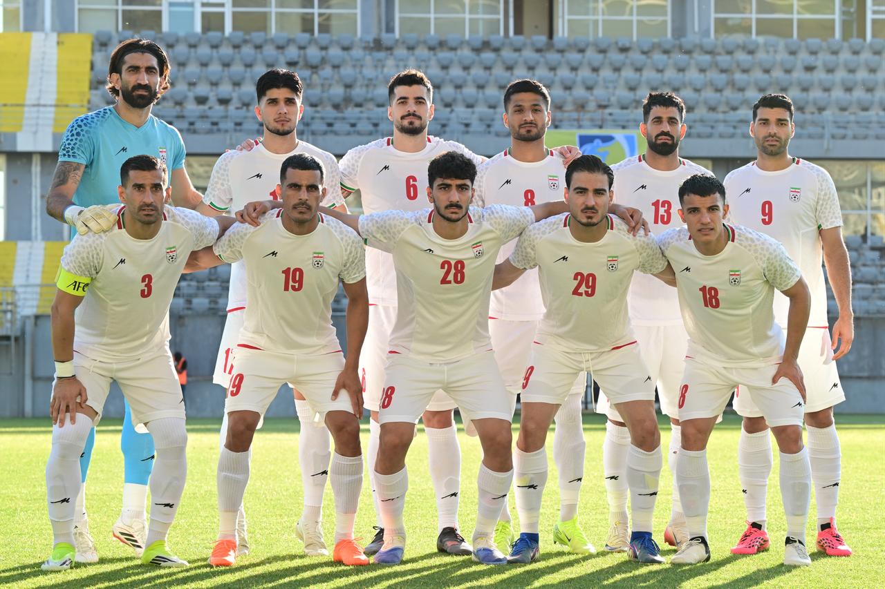 Players of Iran national football team pose for a photo prior to a friendly football match between Iran and Gambia national football teams at Titanic Mardan Palace Sports Complex in Antalya, Türkiye, May 29, 2026. (AA Photo)
