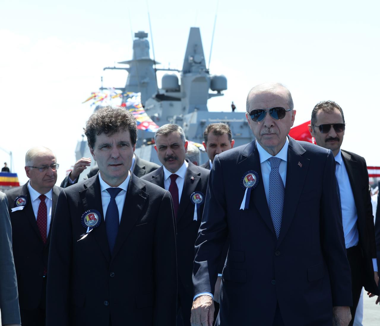 President Erdogan and the Romanian President Dan attends a ceremony at Istanbul Shipyard Command in Istanbul, Türkiye June 20, 2026. (Photo via Turkish Presidency/Mustafa Kamaci)