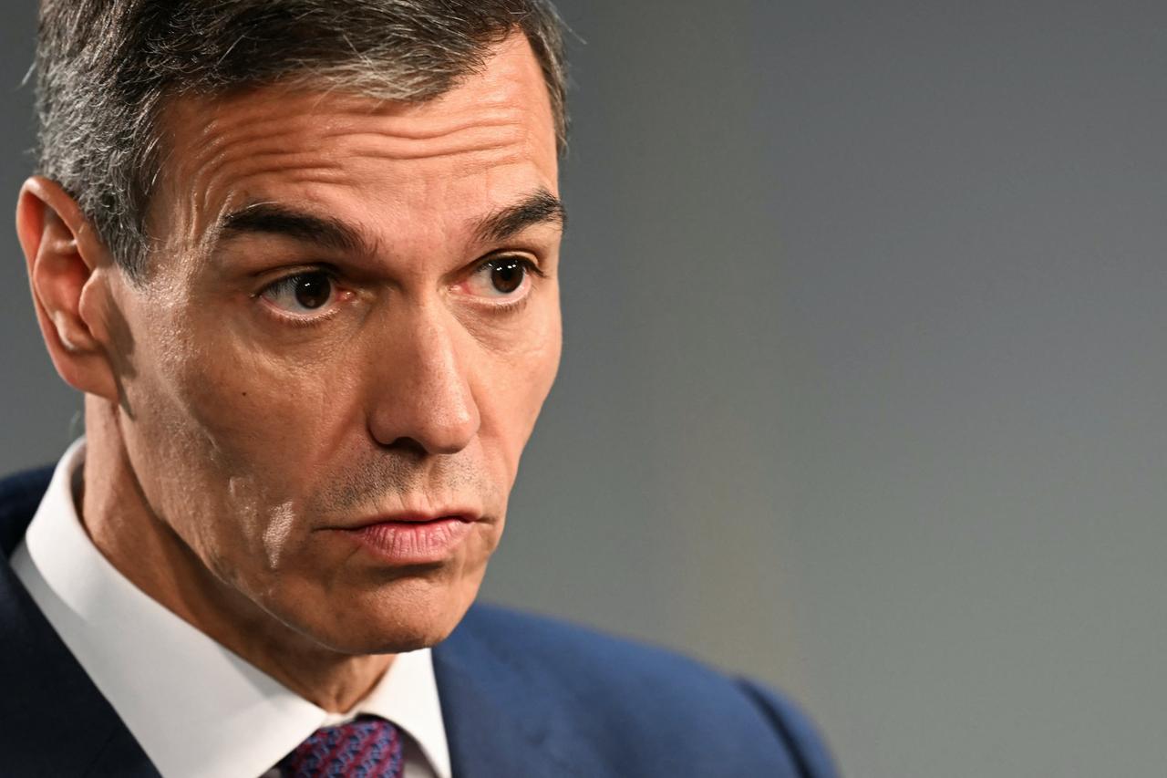 Spain's Prime Minister Pedro Sanchez speaks during a press conference as part of the EU Summit at the EU headquarters in Brussels, on June 19, 2026. (AFP Photo)