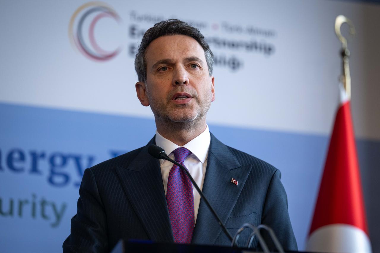 Energy and Natural Resources Minister Alparslan Bayraktar, together with German Minister for Economic Affairs and Energy Katherina Reiche (not seen), held a joint press conference at the Ministry following the 7th Turkish-German Energy Forum, June 19, 2026. (AA Photo)
