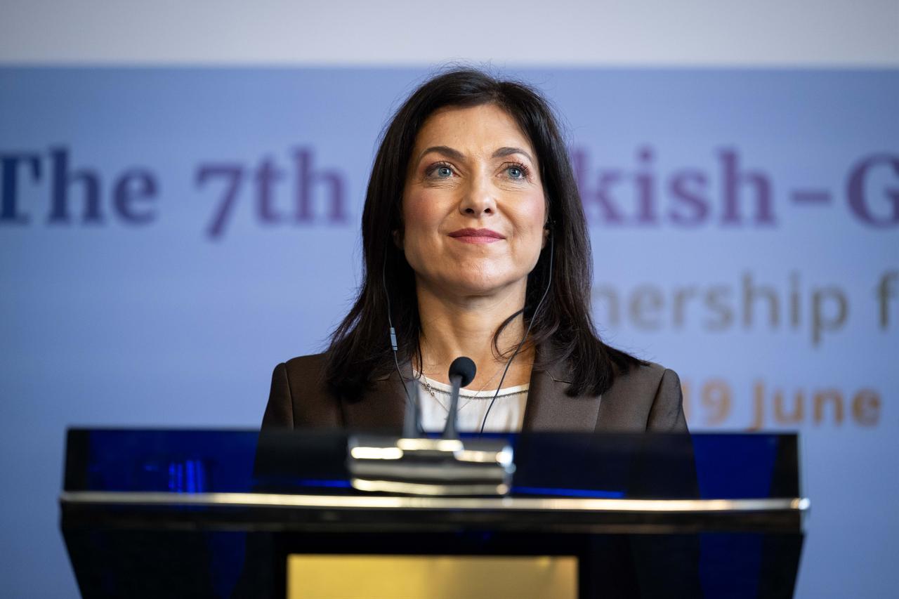 Energy and Natural Resources Minister Alparslan Bayraktar (not seen), together with German Minister for Economic Affairs and Energy Katherina Reiche, held a joint press conference at the Ministry following the 7th Turkish-German Energy Forum, June 19, 2026. (AA Photo)