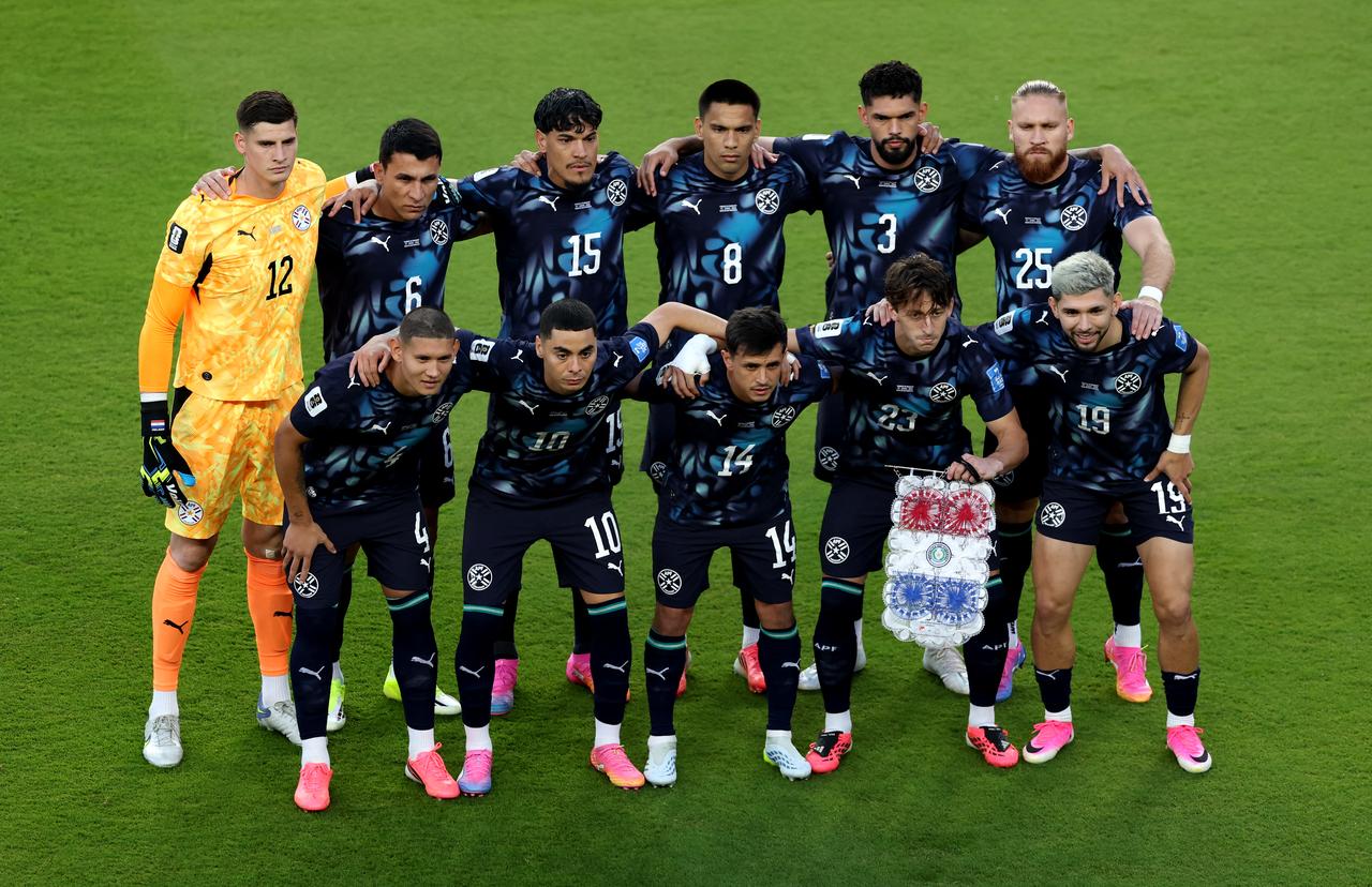 Paraguay players pose for a team photograph before the FIFA World Cup 2026 Group D match between Türkiye and Paraguay at San Francisco Bay Area Stadium in Santa Clara, California, June 19, 2026. (AFP Photo)