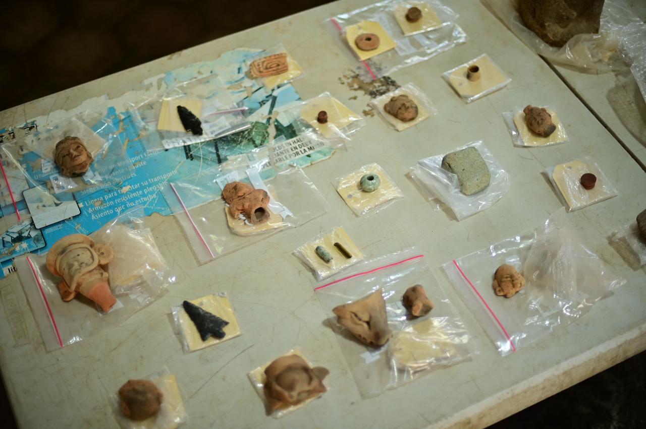 Various objects found at an archaeological site in Coatepec, Veracruz, Mexico on June 18, 2026. (AFP Photo)