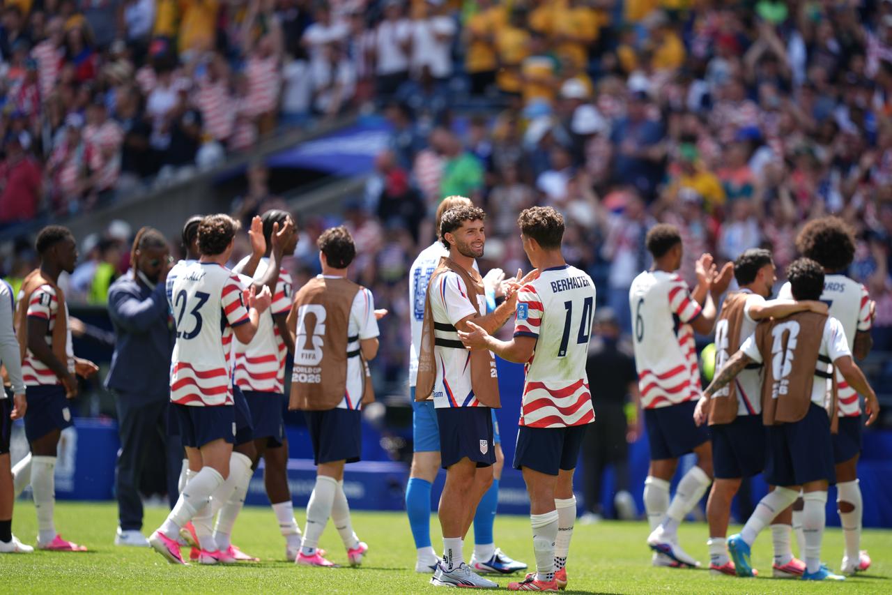 Players of USA celebrate after the 2026 FIFA World Cup First Stage Group D match between USA and Australia at Lumen Field (Seattle Stadium) in Seattle, Washington, United States, June 19, 2026. (AA Photo)