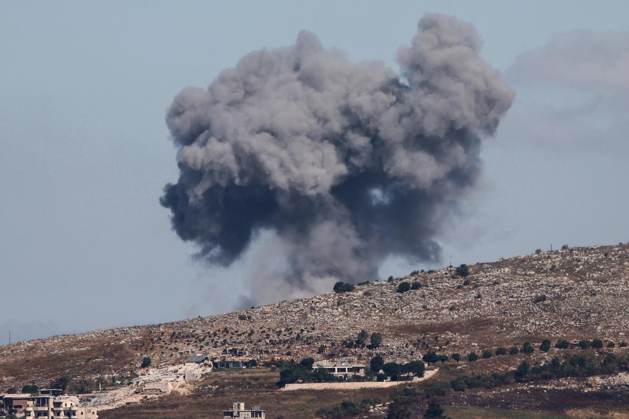 A photograph taken from the southern Lebanese region of Marjayoun shows smoke rising following an Israeli airstrike on the village of Nabatieh al-Fawqa, June 19, 2026. (AFP Photo)