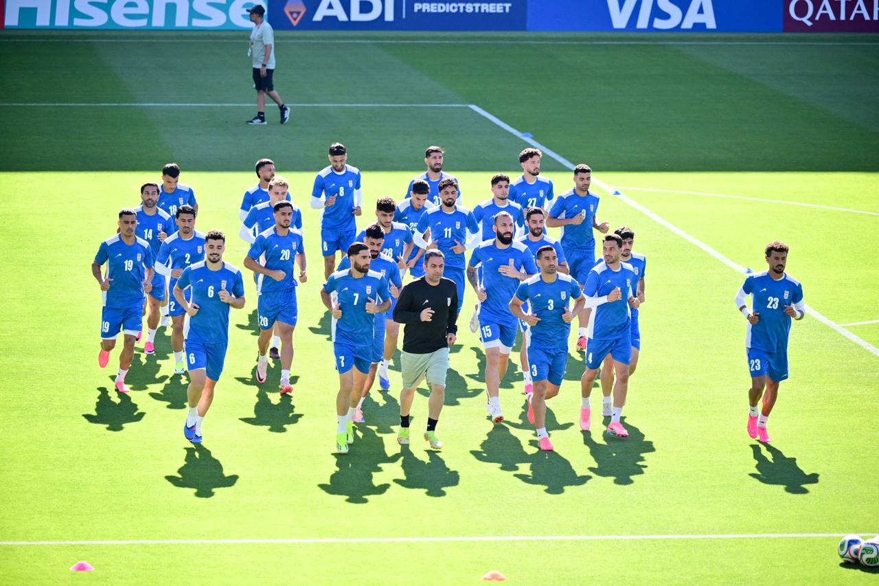 Iran's players participate in an MD-1 training session at Carson Sports Park in Carson, on June 20, 2026. (AFP Photo)
