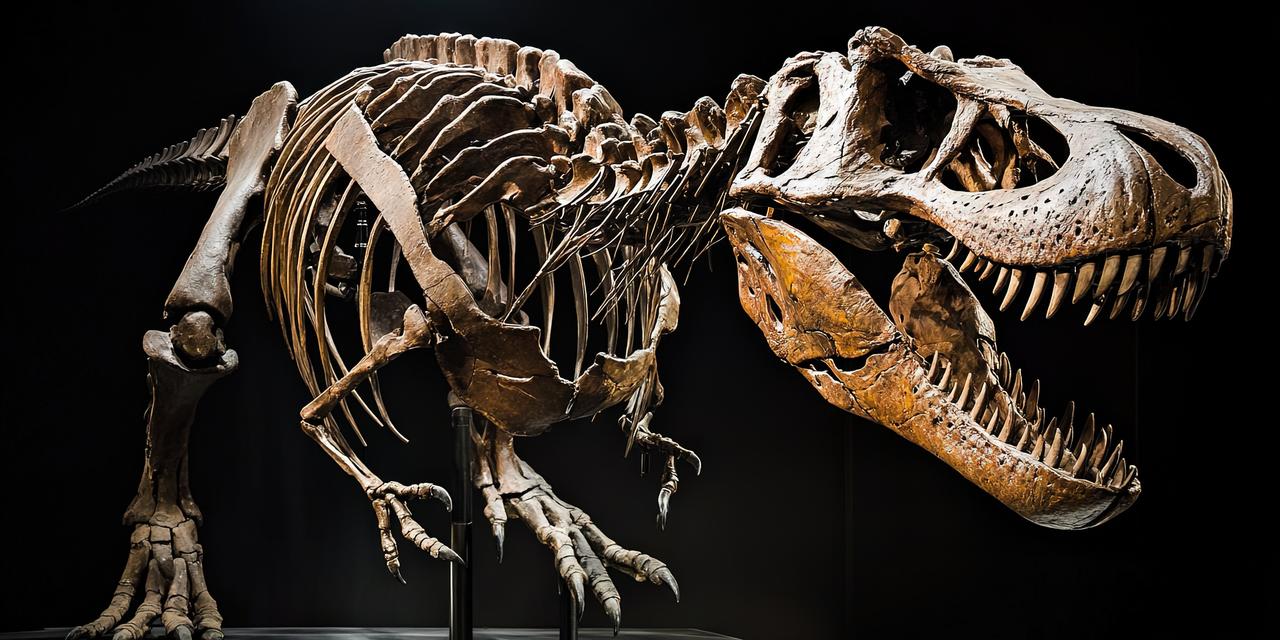 A Tyrannosaurus rex skeleton is on display. (Adobe Stock Photo)