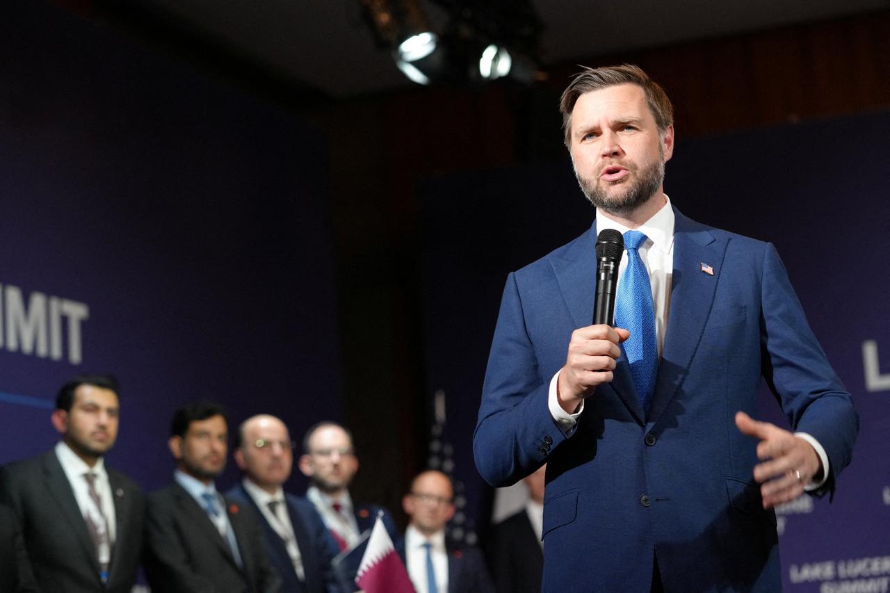 US Vice President JD Vance speaks during a quadrilateral meeting between the United States, Iran, Pakistan and Qatar at the Burgenstock luxury hotel complex overlooking Lake Lucerne, Switzerland, June 21, 2026. (AFP Photo)