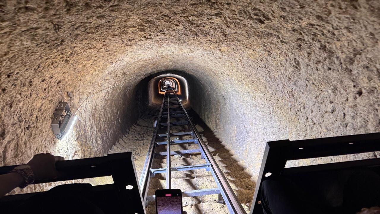 A rail tunnel inside Ünye Castle is seen at the 2,500-year-old historic site, which hosted 750,000 visitors in the past year, in Ordu, Türkiye, June 22, 2026. (AA Photo)