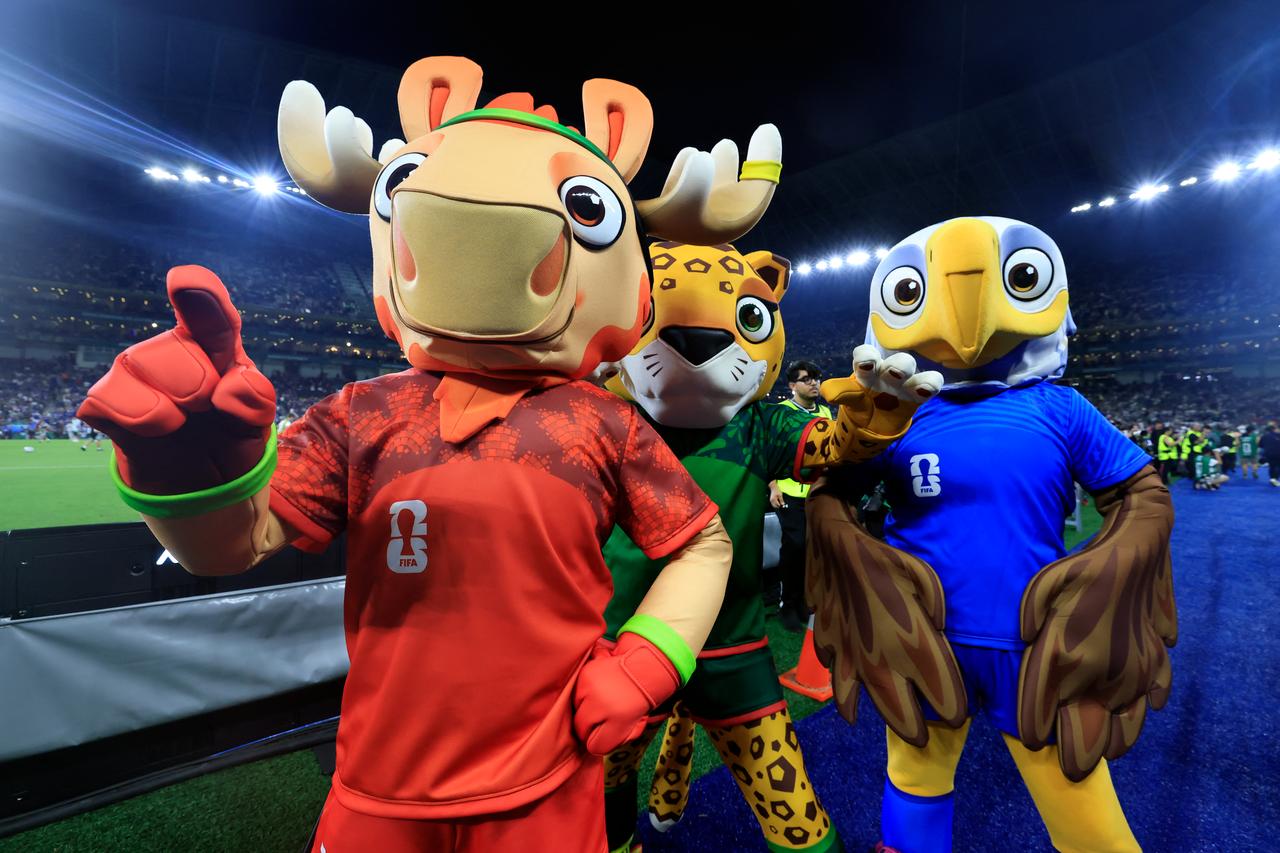 The mascots of the 2026 World Cup pose before the start of the Group F football match between Tunisia and Japan at the Monterrey Stadium in Guadalupe, Mexico, June 20, 2026. (AFP Photo)