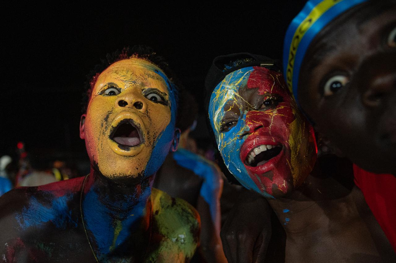 Congolese supporters dressed in the colors of the Democratic Republic of Congo's national flag celebrate the Leopards' equalizing goal in a street in Bunia at night during a FIFA World Cup match between DR Congo and Portugal in Bunia, Ituri Province, Democratic Republic of Congo, June 17, 2026. (AFP Photo)