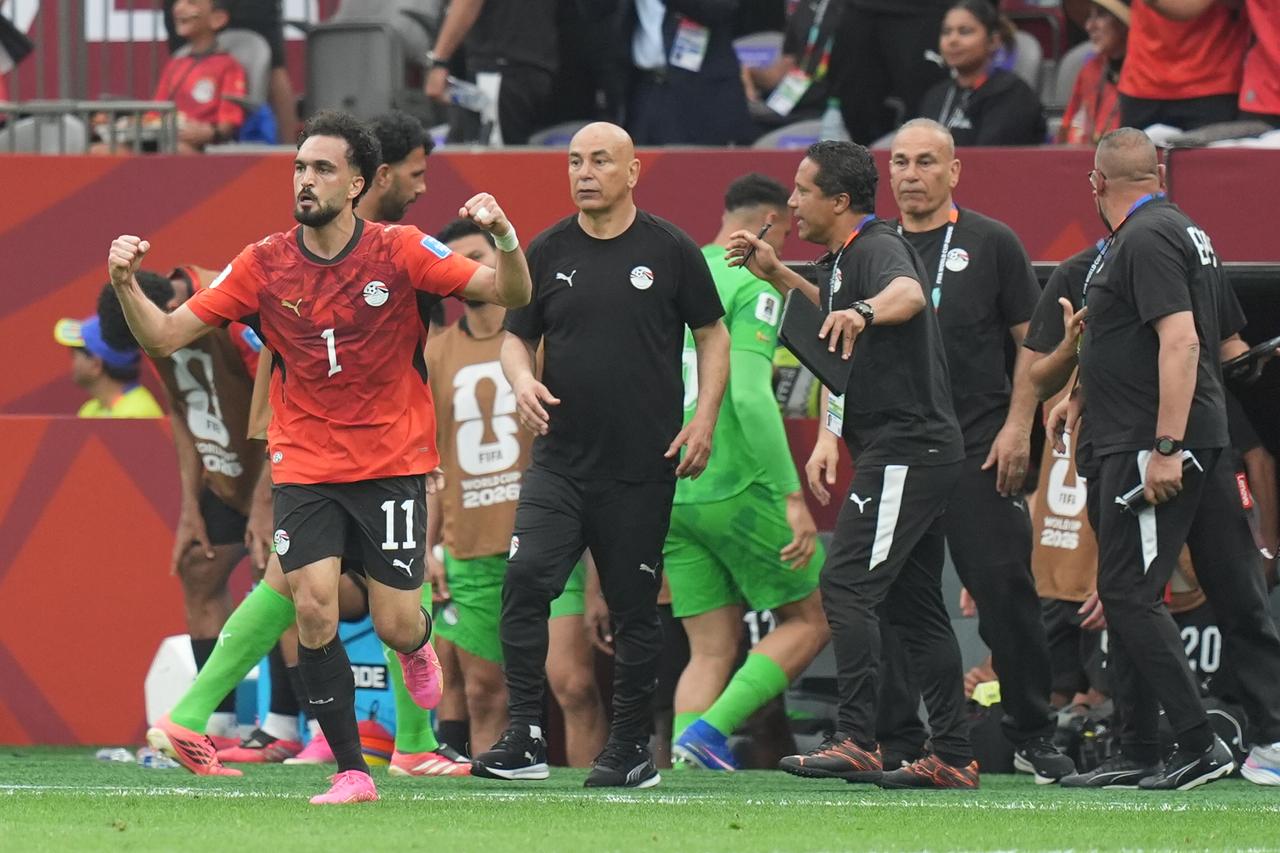 Mostafa Ziko (11) of Egypt celebrates after scoring a goal during the 2026 FIFA World Cup Group G match between New Zealand and Egypt at BC Place Stadium in Vancouver, Canada, June 21, 2026. (AA Photo)