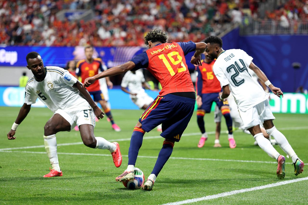 Lamine Yamal #19 of Spain during the FIFA World Cup 2026 Group H match at Atlanta Stadium in Atlanta, Georgia, on June 21, 2026. (AFP Photo)