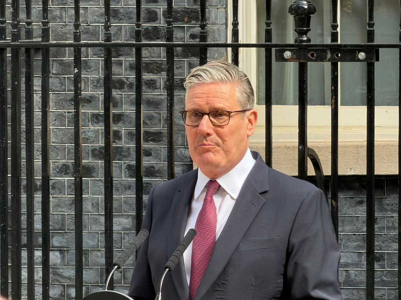 UK Prime Minister Keir Starmer makes his resignation statement outside 10 Downing Street in London, United Kingdom on June 22, 2026. (AA Photo)