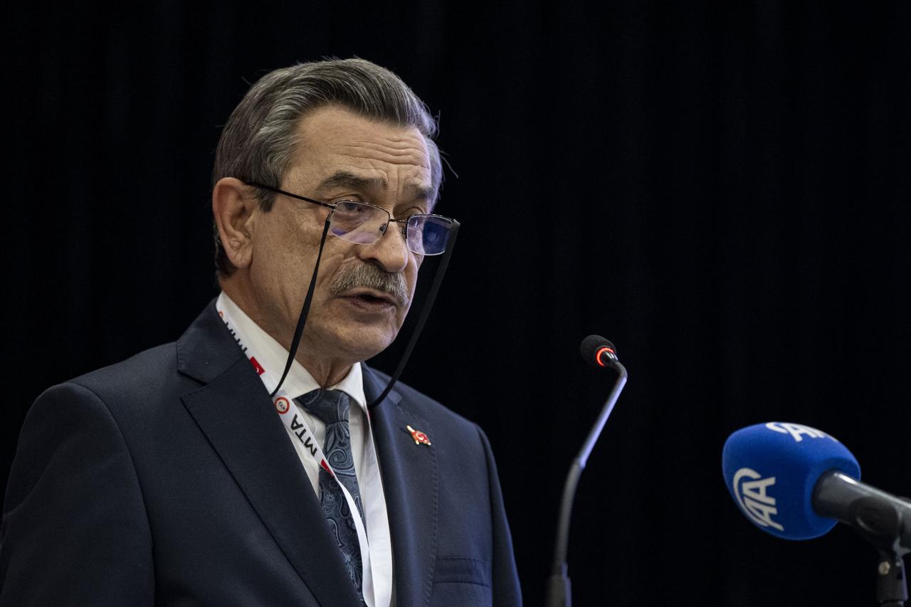 MTA General Manager Vedat Yanık speaks during the launch of the Türkiye Active Fault Map 2026 in Ankara, Türkiye, June 22, 2026. (AA Photo)