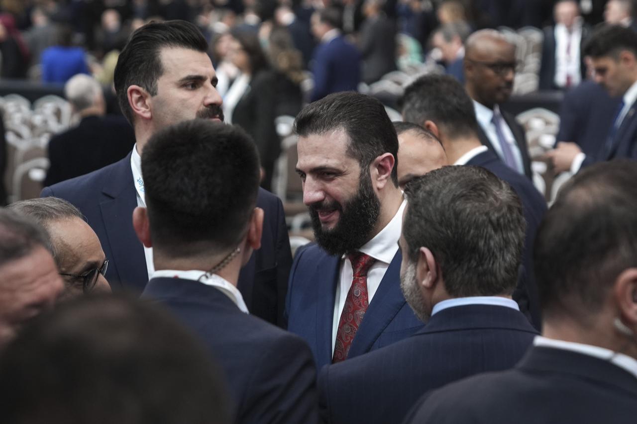 Syrian President Ahmad al-Sharaa attends a panel within the Antalya Diplomacy Forum, in Antalya, Türkiye, on April 17, 2026. (AA Photo)