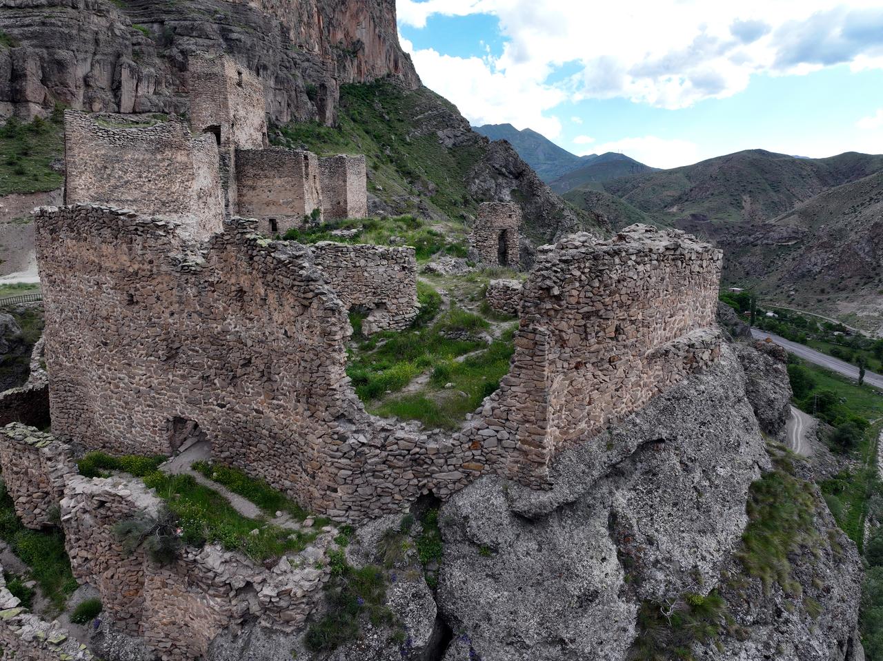 The historic Engüzekkapı Castle, which awaits restoration and landscaping works to boost tourism, is seen in Uzundere, Erzurum, Türkiye, June 23, 2026. (AA Photo)