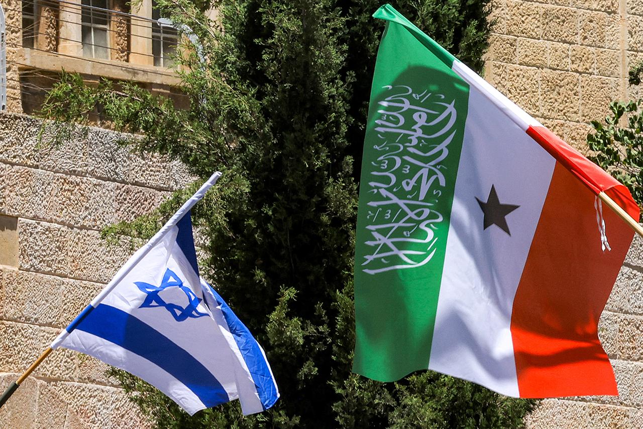 Flags of Somalia's breakaway region of Somaliland fly alongside Israeli flags on a street in western Jerusalem on June 14, 2026. (AFP Photo)