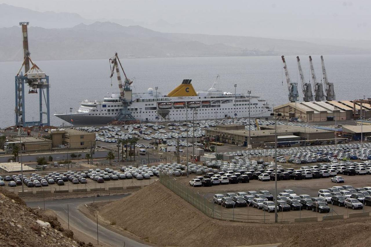 New cars are parked in the port of the southern Israeli city of Eilat, near the border with Egypt, on February 15, 2012. (AFP Photo)