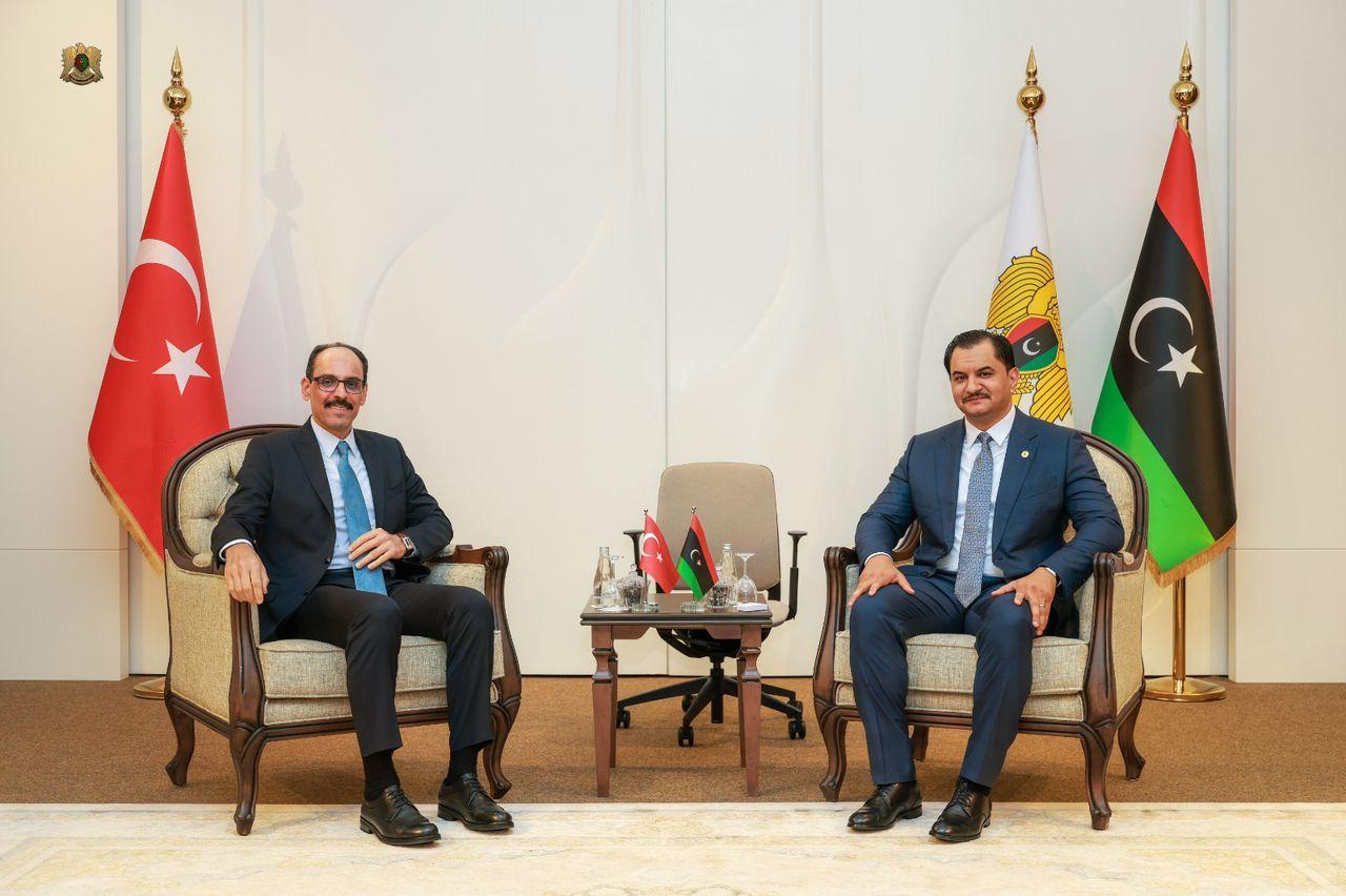 Ibrahim Kalin (L), head of Türkiye's National Intelligence Organization (MIT) meets with Saddam Haftar, deputy commander of the East Libya-based Libyan National Army, in Benghazi, June 23, 2026. (AA Photo)