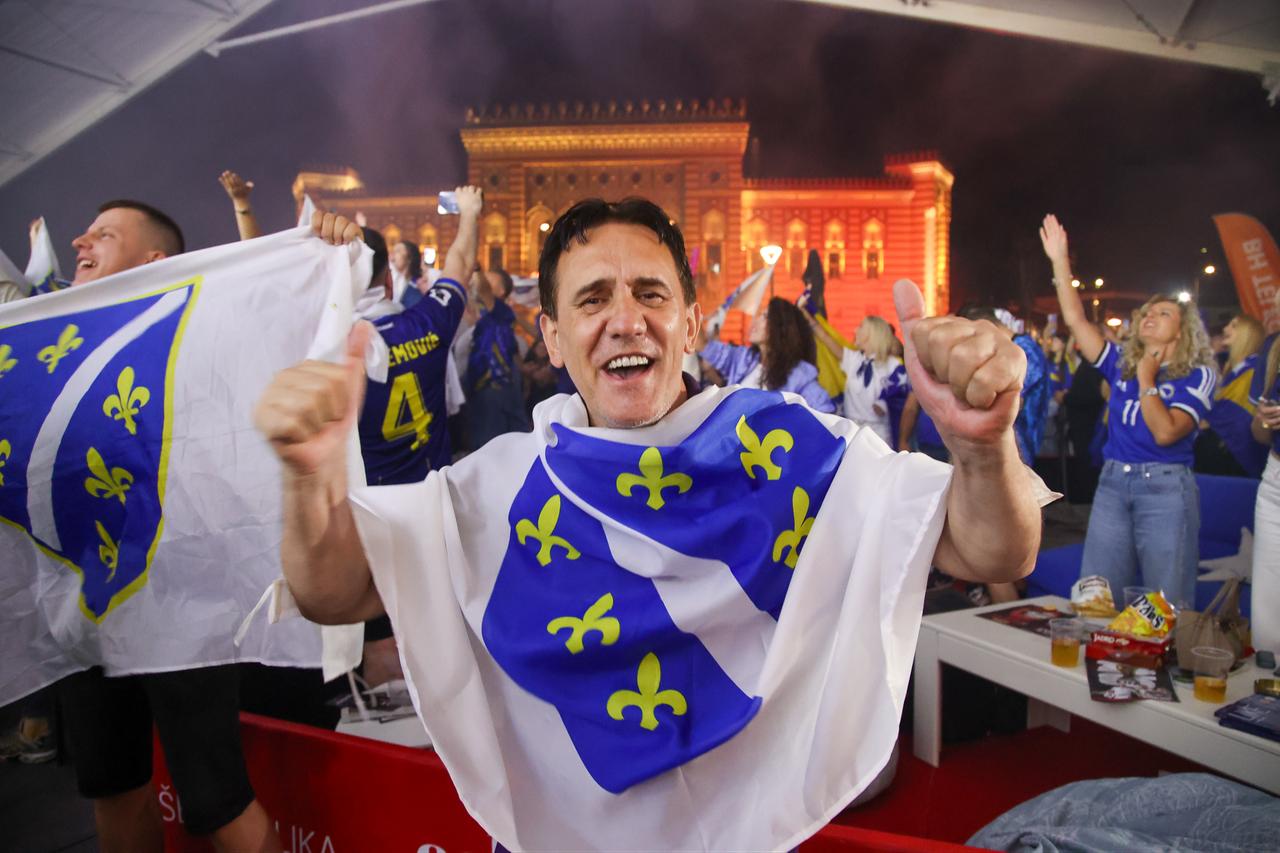 Fans of the Bosnia and Herzegovina national team take streets to celebrate in Sarajevo on June 24, 2026, after Bosnia and Herzegovina defeated Qatar 3-1 at the FIFA World Cup 2026. (AA Photo)