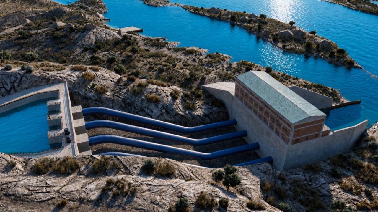 A rendering shows the planned Kazarman Hydropower Plant in Kyrgyzstan. (Courtesy of Orta Asya Investment Holding)