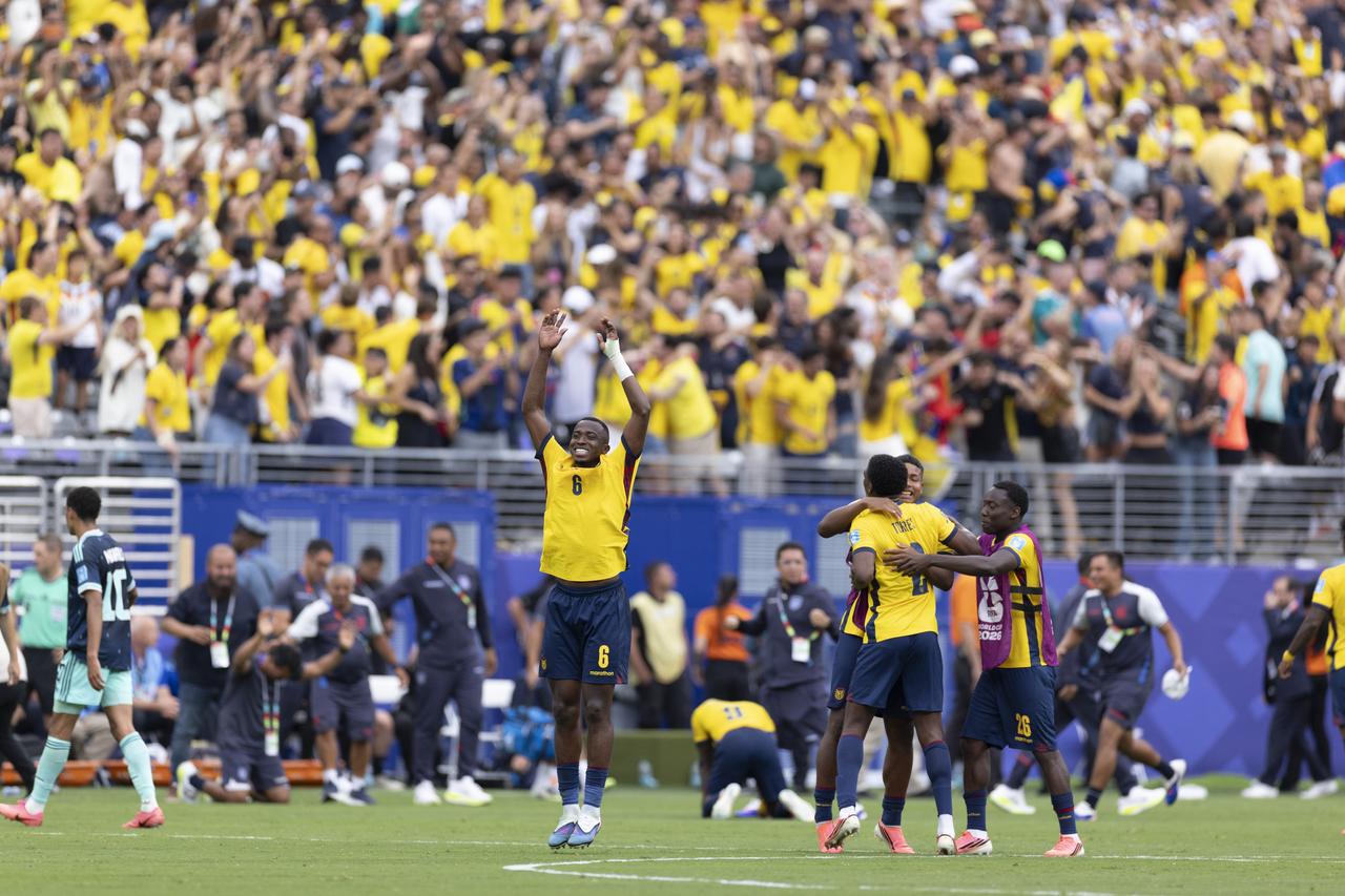 Players of Ecuador celebrate after the 2026 FIFA World Cup First Stage Group E match between Ecuador and Germany at New Jersey Stadium in New Jersey, USA, on June 25, 2026. (AA Photo)