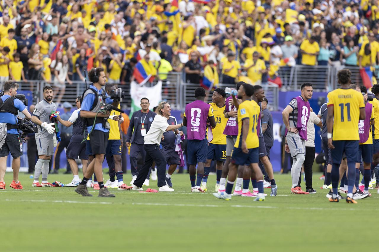 Players of Ecuador celebrate after the 2026 FIFA World Cup First Stage Group E match between Ecuador and Germany at New Jersey Stadium in, New Jersey, USA, on June 25, 2026. (AA Photo)
