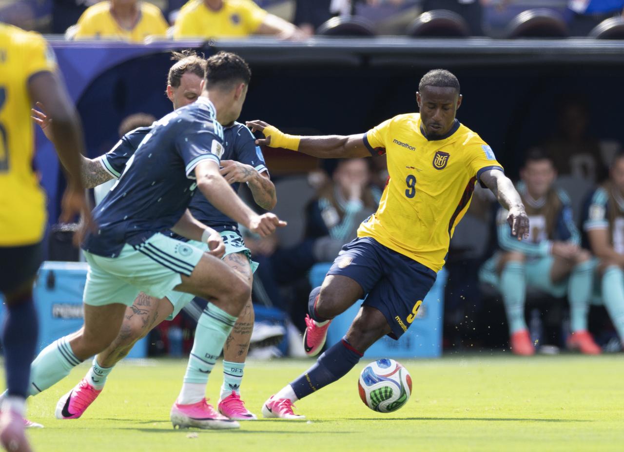 John Yeboah (9) of Ecuador in action during the 2026 FIFA World Cup First Stage Group E match between Ecuador and Germany at New Jersey Stadium in New Jersey, USA, on June 25, 2026. (AA Photo)