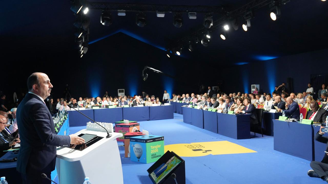 Konya Metropolitan Mayor Ugur Ibrahim Altay addresses delegates during the UCLG World Council meeting in Tangier, Morocco. (Photo via Konya Metropolitan Municipality)