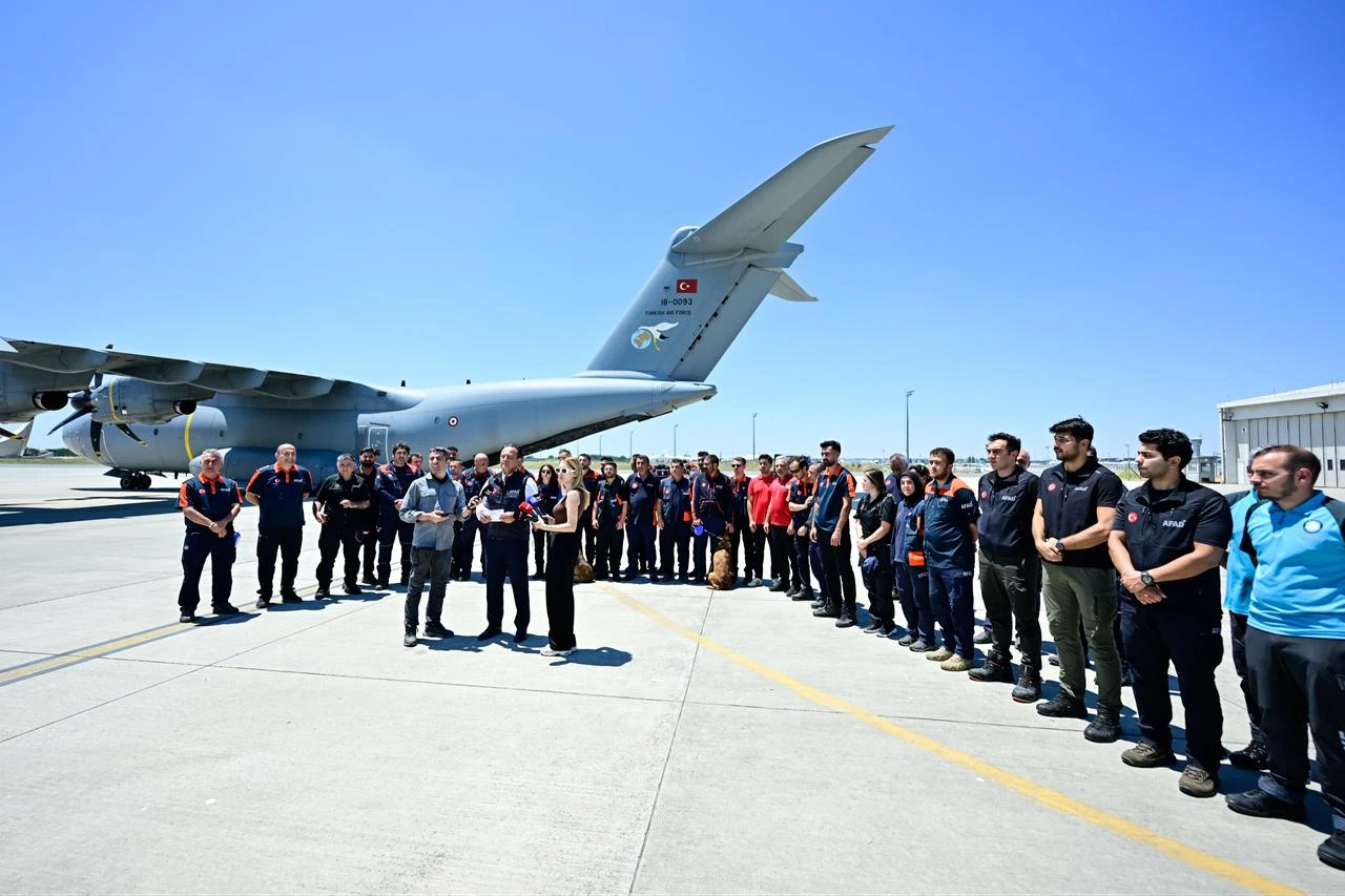 The plane carrying Türkiye’s search and rescue and humanitarian aid teams departed from Istanbul Ataturk Airport for Venezuela, June 26, 2026. (AA Photo)
