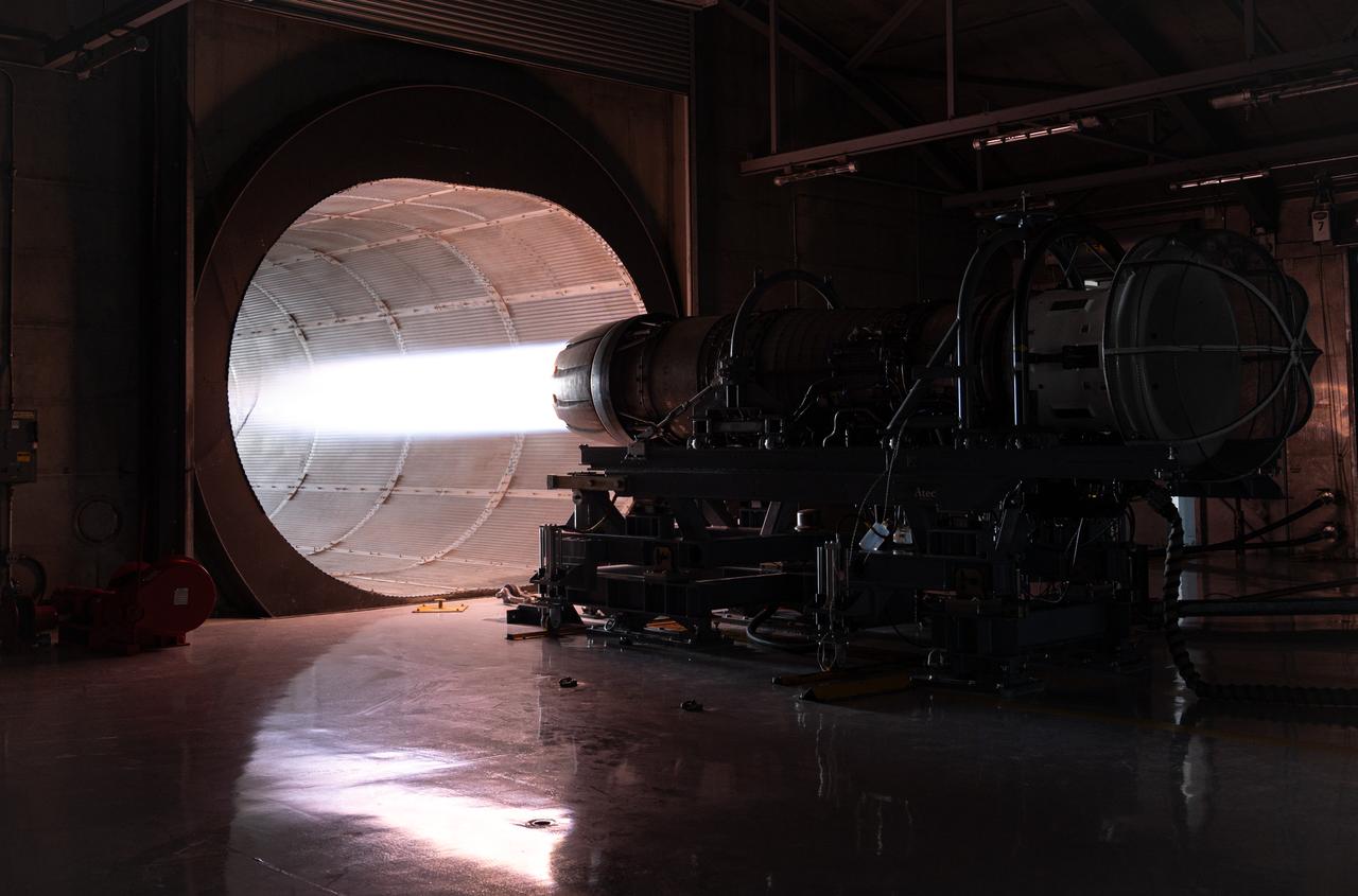 Afterburner blasts from a General Electric F110 jet engine, used to power an F-16 Fighting Falcon, during an engine test run at a "hush house" on Hill Air Force Base, Utah. (Photo via U.S. Air Force)