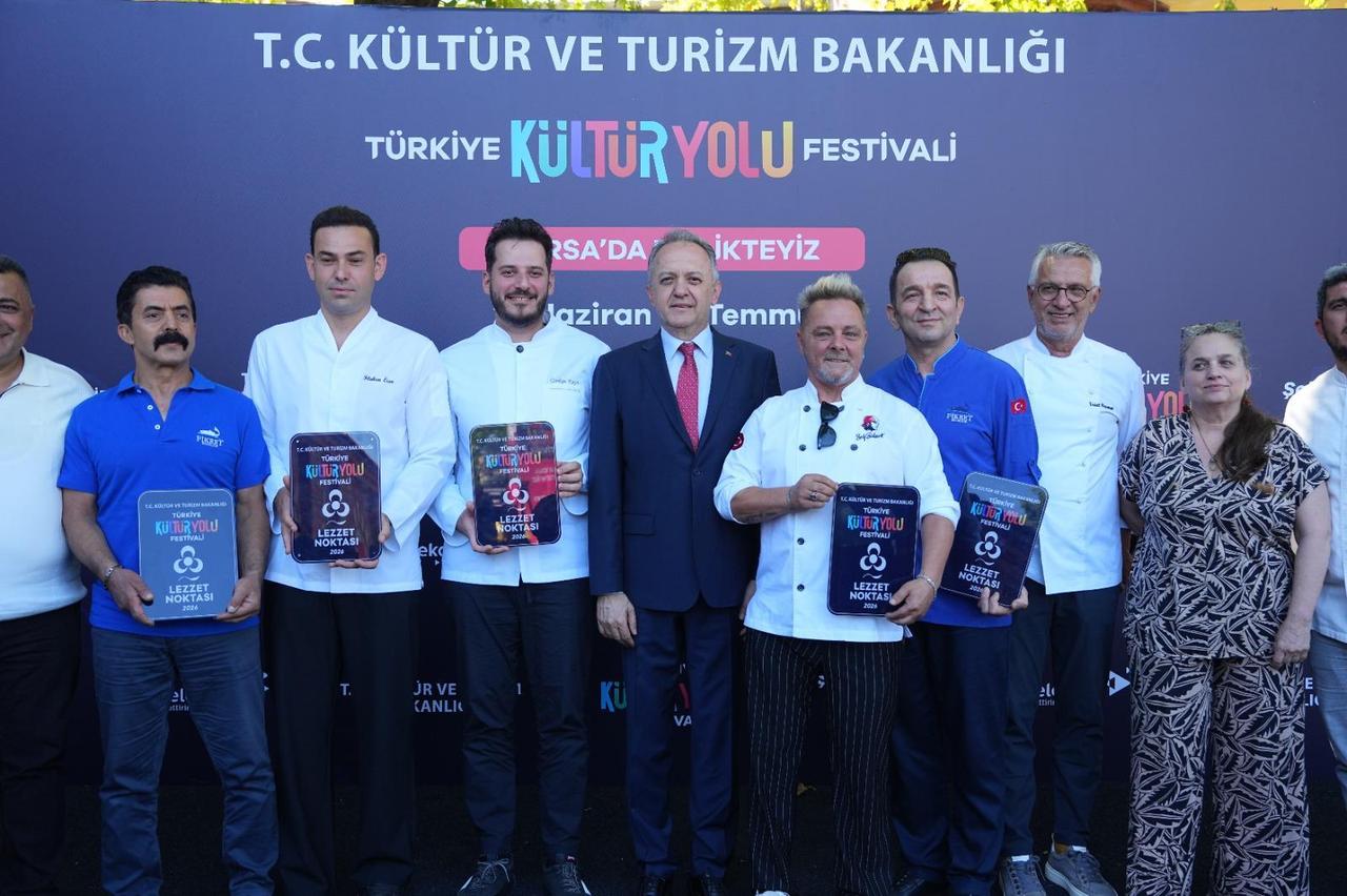 Deputy Minister of Culture and Tourism Gokhan Yazgi highlights Bursa’s rich culinary heritage, noting that the festival’s 50 curated “Flavor Stops” offer visitors the opportunity to explore the city’s diverse and traditional cuisine. Bursa, Türkiye, June 27, 2026. (Photo via Ministry of Culture and Tourism)