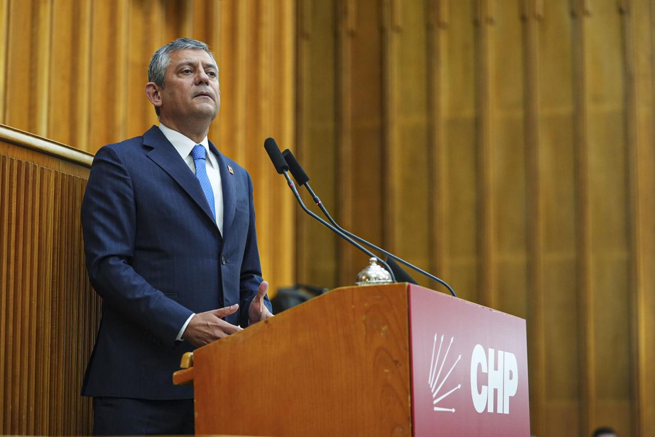 Republican People's Party (CHP) Group Chairman Ozgur Ozel speaks during party group meeting at the Turkish Grand National Assembly in Ankara, Türkiye June 23, 2026. (AA Photo)