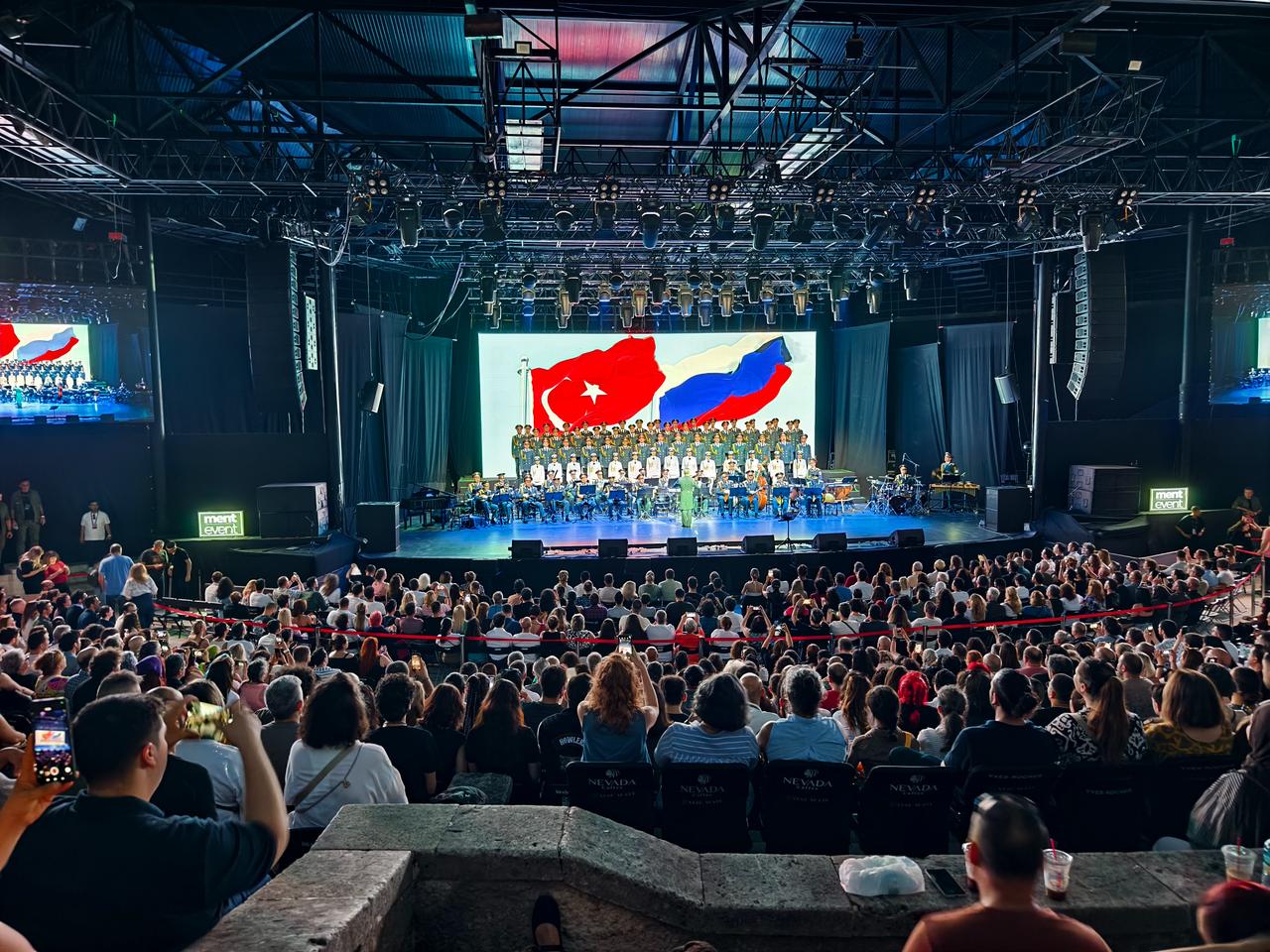 Scenes from the Russia's Alexandrov Academic Ensemble of Song and Dance of the Russian Army's concert at Istanbul's Harbiye Cemil Topuzlu Open-Air Theatre, June 26, 2026. (Photo via Handout)